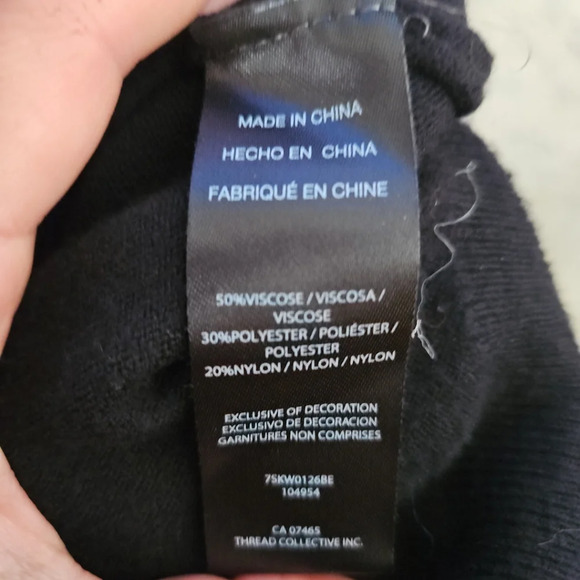 Bebe Womens Black Slightly Cropped Mock Neck Sweater With Pearl Accents M - Picture 11 of 13